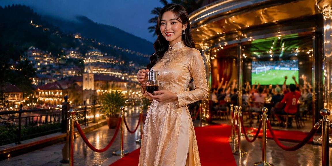 Người dùng mặc áo dài tại Sapa xem lịch bóng đá và đặt cược qua điện thoại di động trên 14pr